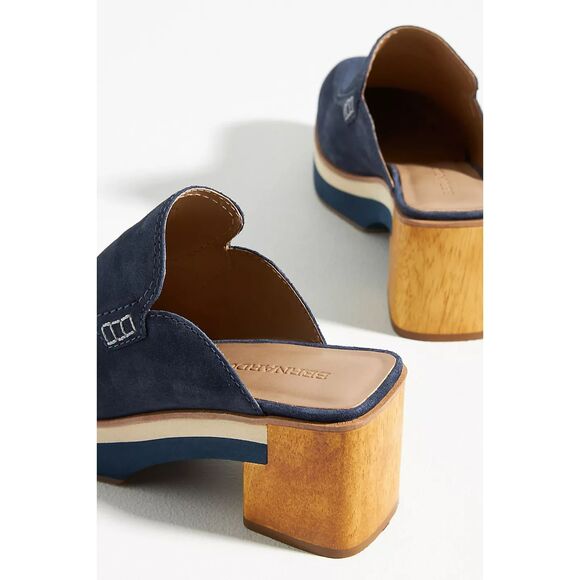 Anthropologie Bernardo Sophia Clogs size 9 Navy Suede - Picture 4 of 9